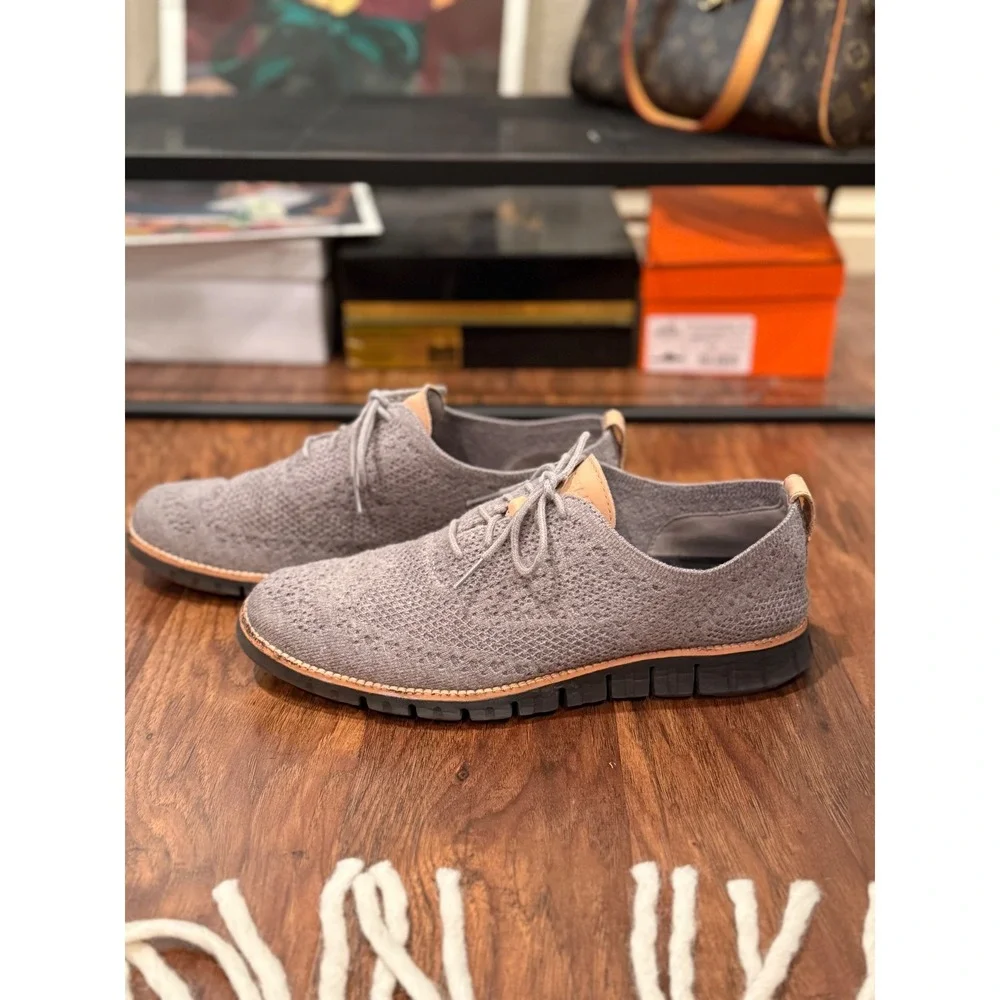 Cole Haan Zerogrand Stitchlite Oxford Mens 9.5M Grey Knit Wingtip C28892